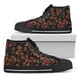 Embroidery Poppy Pattern Print Black High Top Shoes