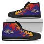 Fire Burning Fierce Strong Logo Baltimore Ravens High Top Shoes