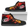 Fire Burning Fierce Strong Logo Carolina Hurricanes High Top Shoes