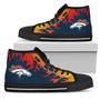 Fire Burning Fierce Strong Logo Denver Broncos High Top Shoes