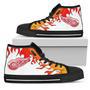 Fire Burning Fierce Strong Logo Detroit Red Wings High Top Shoes