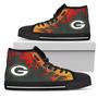 Fire Burning Fierce Strong Logo Green Bay Packers High Top Shoes