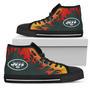 Fire Burning Fierce Strong Logo New York Jets High Top Shoes