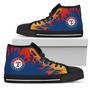 Fire Burning Fierce Strong Logo Texas Rangers High Top Shoes