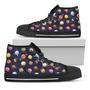 Food Planets Pattern Print Black High Top Shoes