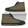 Gold And Black Checkered Pattern Print Black High Top Shoes