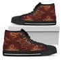 Gold Chinese Dragon Pattern Print Women's High Top Shoes