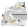 Gold Glitter Tropical Palm Leaves Women High Top Shoes
