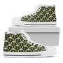 Green Alien Ufo Space Print White High Top Shoes