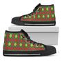 Green And Red Christmas Argyle Print Black High Top Shoes