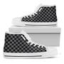 Grey And Black Checkered Pattern Print White High Top Shoes