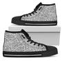 Grey And White Aztec Pattern Print Women's High Top Shoes
