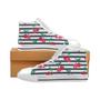 Hand drawn cherry pattern striped background Men's High Top Shoes White