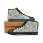 Hand drawn pizza blue background Men's High Top Shoes Black