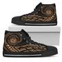 Hawaii State Tattoo Swirly Gold Polynesian High Top Shoes - AH -