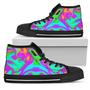 Holographic Neon Liquid Trippy Print Women's High Top Shoes
