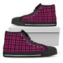 Hot Pink And Black Houndstooth Print Black High Top Shoes