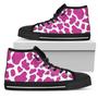 Hot Pink And White Cow Print Women's High Top Shoes