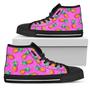 Hot Pink Pineapple Pattern Print Men's High Top Shoes