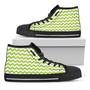 Lime Green And White Chevron Print Black High Top Shoes