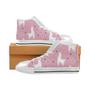 Llama Alpaca pink background Women's High Top Shoes White
