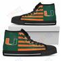 Mens Womens American Flag Miami Hurricanes High Top Shoes