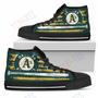 Mens Womens American Flag Vintage Baseball Oakland Athletics High Top Shoes