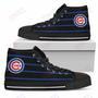 Mens Womens Chicago Cubs High Top Shoes Edge Straight Perfect Circle Shoes