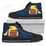 Mens Womens Columbus Blue Jackets High Top Shoes Pikachu Laying On Balltop Quality