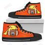 Mens Womens Edmonton Oilers High Top Shoes Pikachu Laying On Balltop Quality