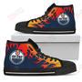 Mens Womens Fire Burning Fierce Strong Logo Edmonton Oilers High Top Shoes