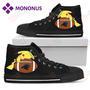 Mens Womens Love Pikachu Laying On Ball Carolina Panthers High Top Shoes Black