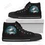 Mens Womens Philadelphia Eagles High Top Shoes Halloween Orange Moon