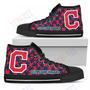 Mens Womens Puzzle Logo With Cleveland Indians High Top Shoes