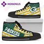 Mens Womens Vintage America Flag Green Bay Packers High Top Shoes Black