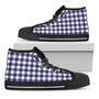 Navy And White Buffalo Check Print Black High Top Shoes
