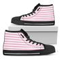 Pink And White Striped Pattern Print Black High Top Shoes