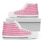 Pink And White Zigzag Pattern Print White High Top Shoes