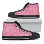 Pink Glitter Texture Print Black High Top Shoes