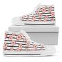 Pink Hibiscus Striped Pattern Print White High Top Shoes