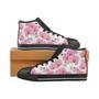 pink purple orchid pattern background Men's High Top Shoes Black