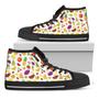 Pixel Fruits Pattern Print Black High Top Shoes