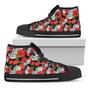 Poppy And Chamomile Pattern Print Black High Top Shoes