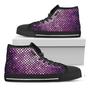 Purple Disco Lights Pattern Print Black High Top Shoes