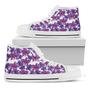 Purple Orchid Flower Pattern Print White High Top Shoes