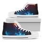 Red And Blue Fire Print White High Top Shoes