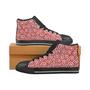 Red and White Candy Spiral Lollipops Pattern Women's High Top Shoes Black