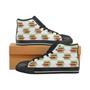 Red Chili Pattern Green White background Men's High Top Shoes Black