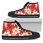 Red Hibiscus Plumeria Pattern Print Women's High Top Shoes
