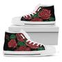 Red Roses Tattoo Print White High Top Shoes